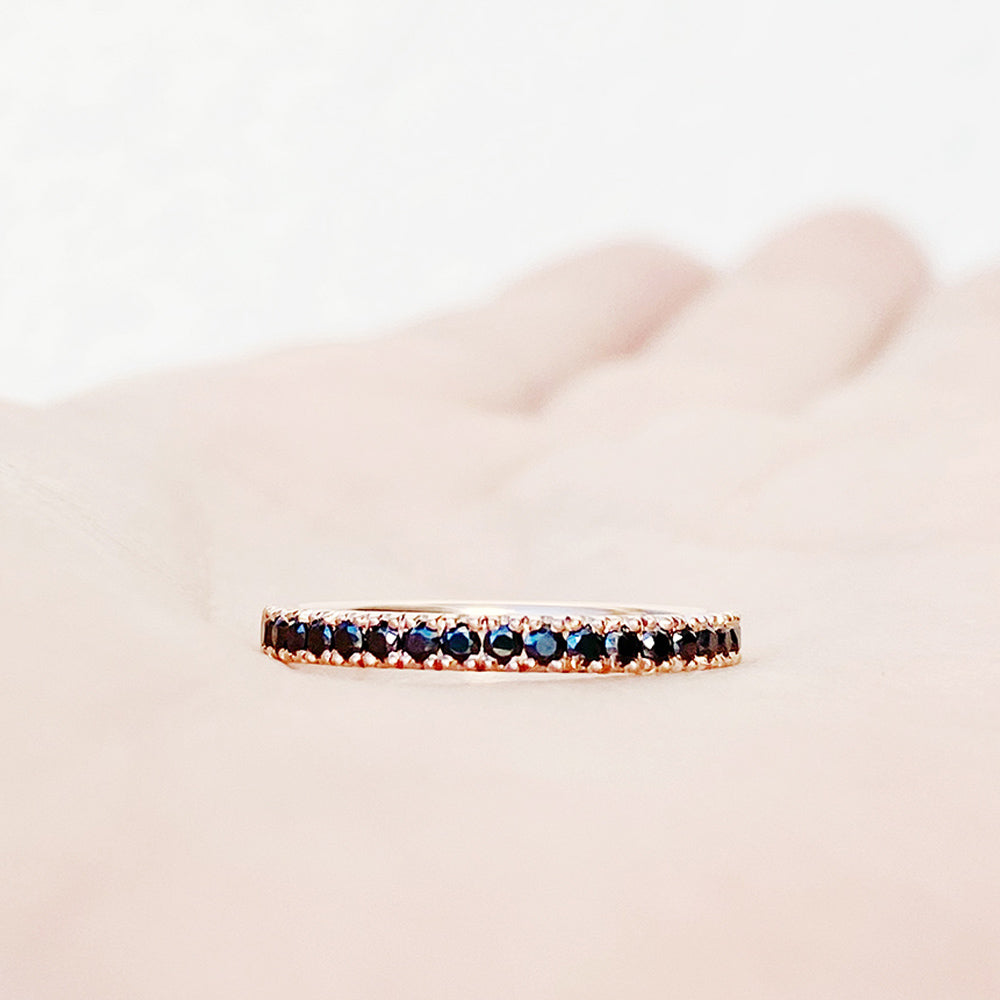 Emma, a Brilliant cut Black Moissanite Wedding Band
