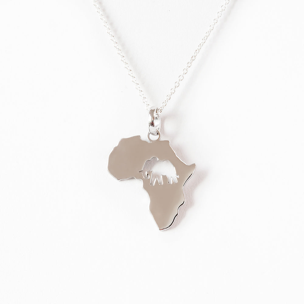 Africa Map Pendant with Elephant cut-out