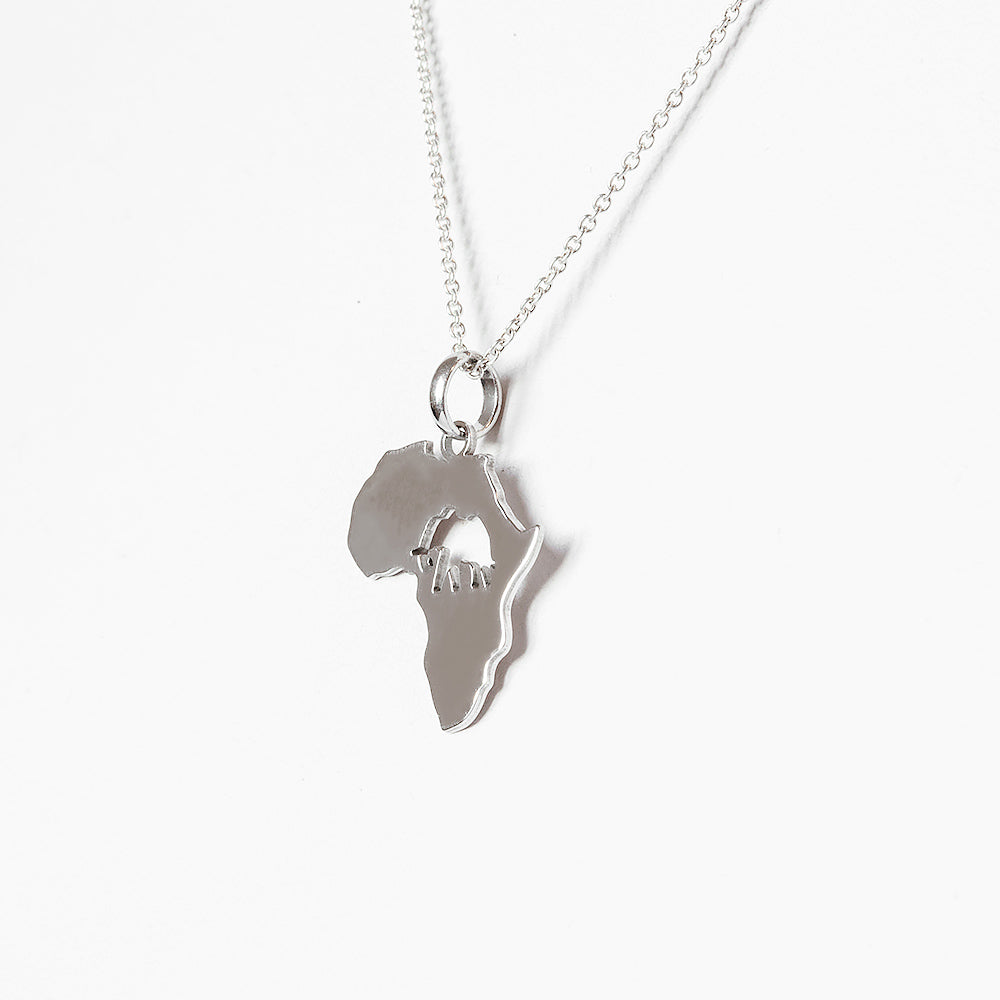 Africa Map Pendant with Elephant cut-out