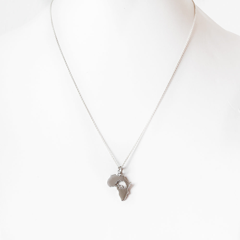 Africa Map Pendant with Elephant cut-out