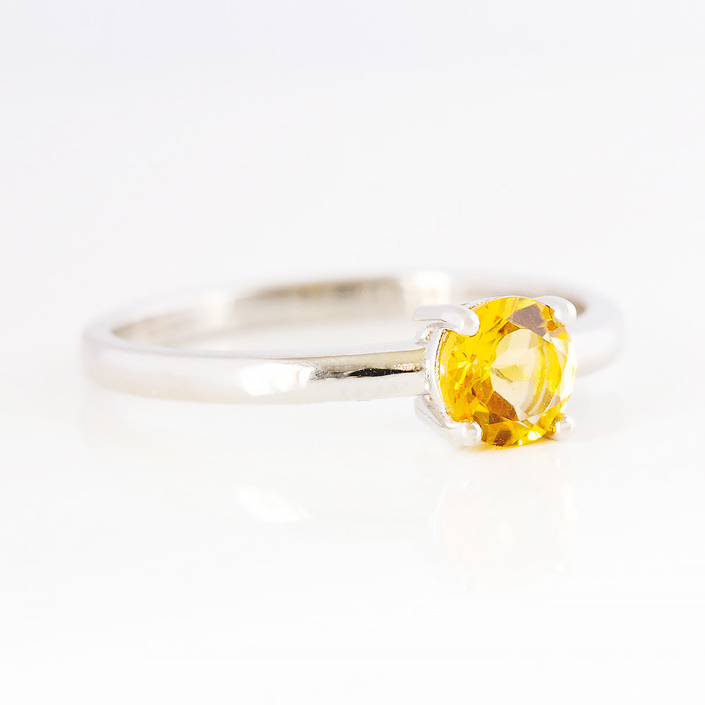 Lina, a Round cut Citrine Solitaire Ring