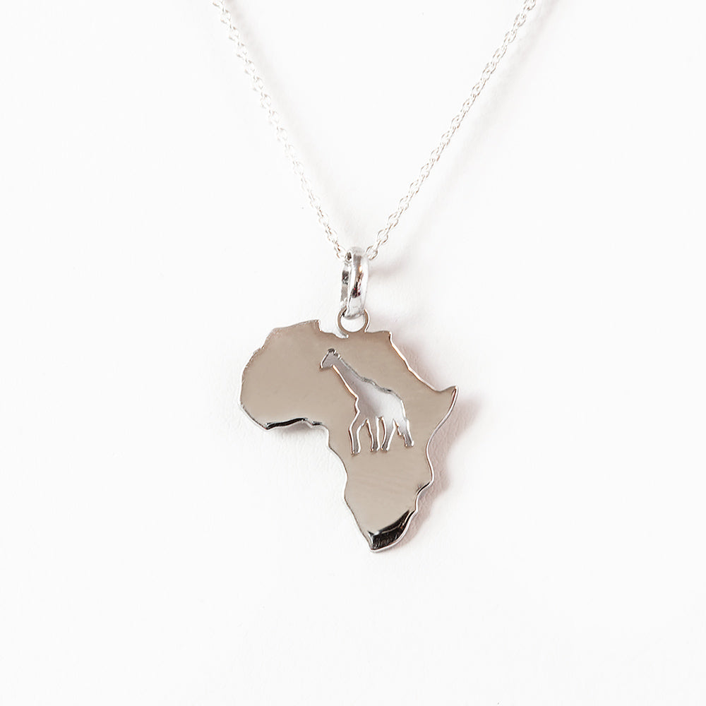 Africa Map Pendant with Giraffe cut-out