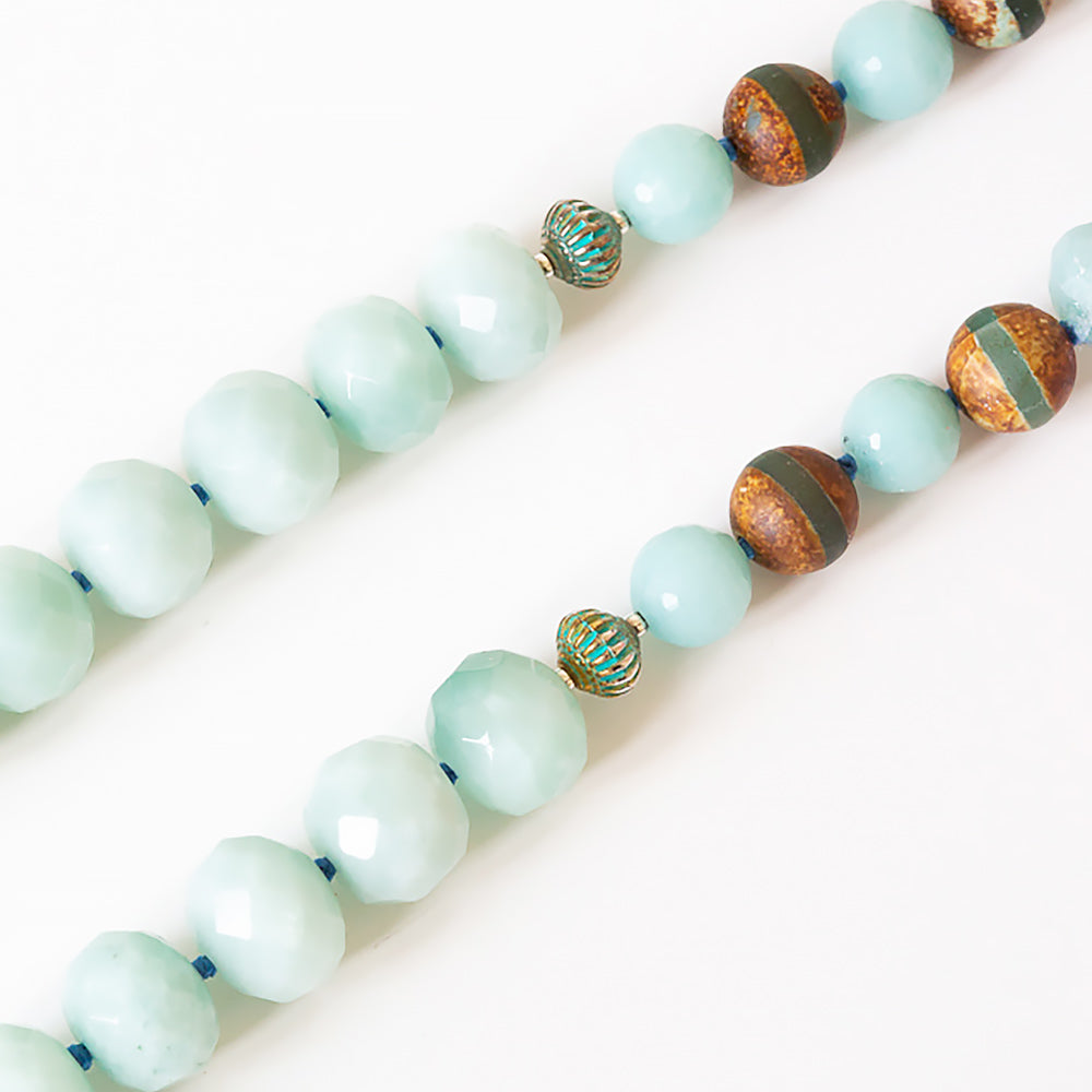 Mint Green Amazonite Necklace with Sterling Silver Accent - Victoria's Jewellery