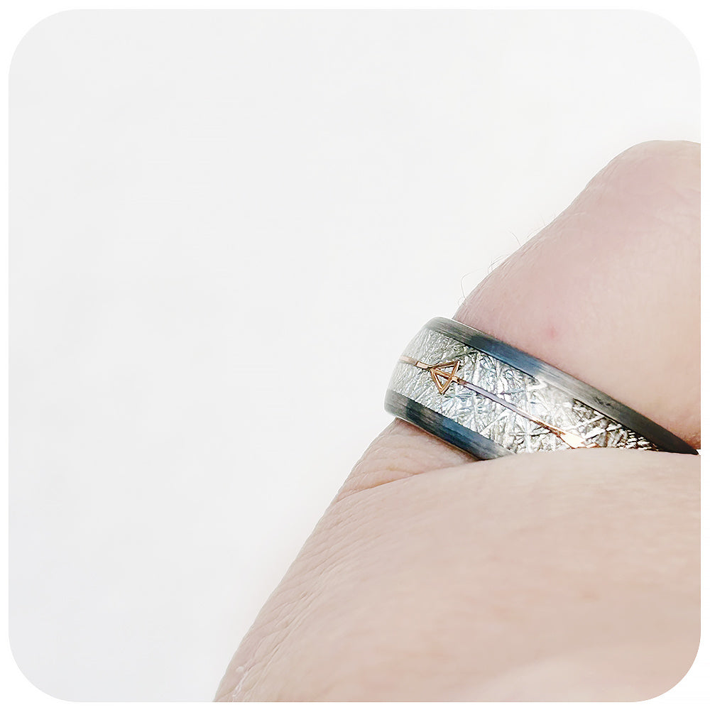 Tungsten Meteorite Mens Wedding Ring - Victoria's Jewellery