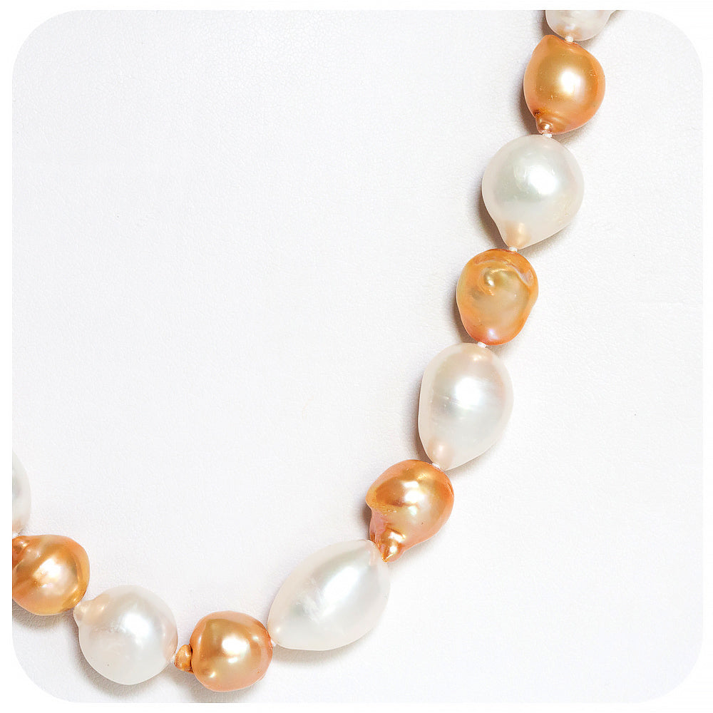 White and Gold Fresh Water Pearl Necklace - 75cm