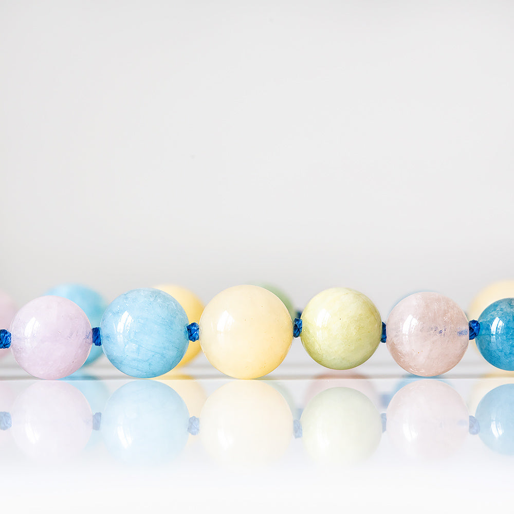 Pink Morganite, Blue, Green and Yellow Beryl Necklace