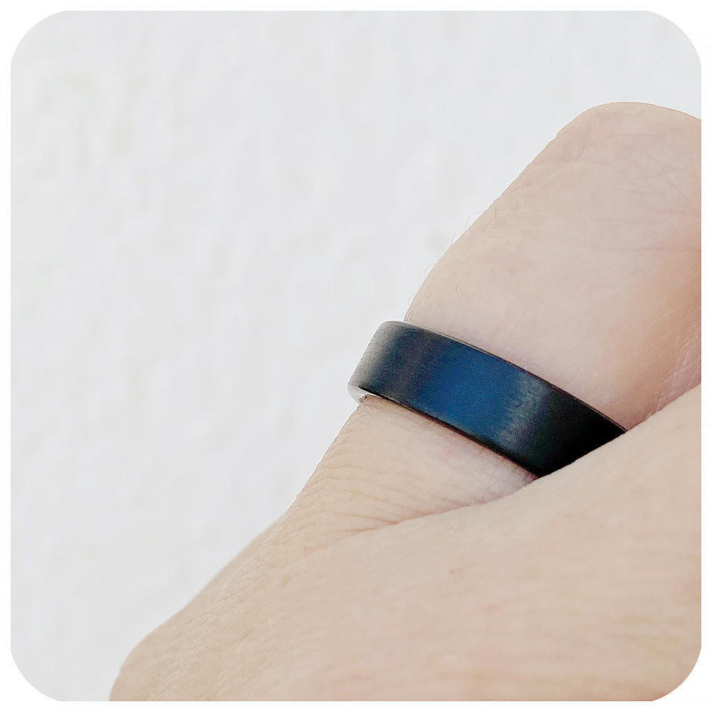 Black brushed tungsten mens wedding ring - Victoria's Jewellery