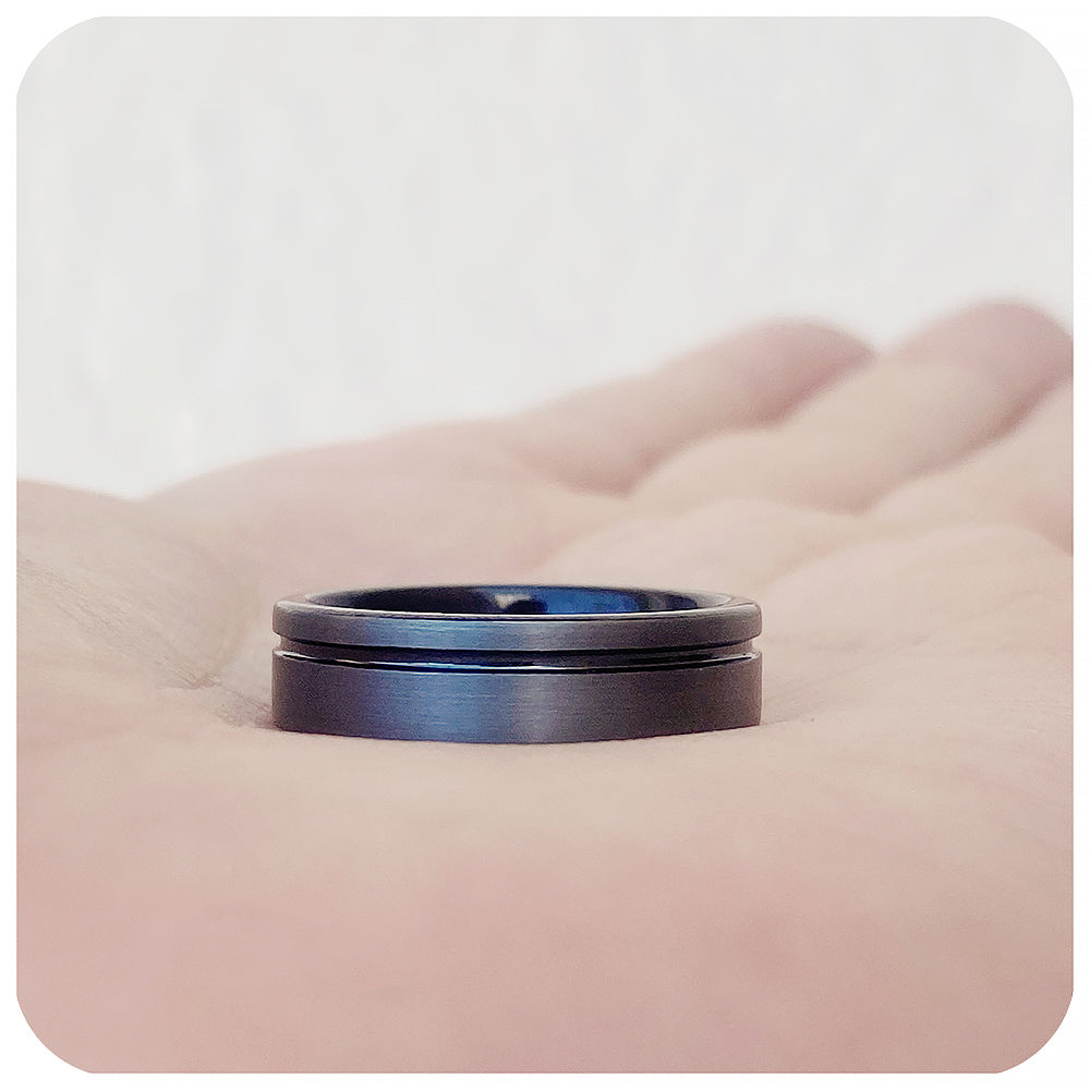 Black and Grey Mens Wedding Ring - Tungsten - Victoria's Jewellery