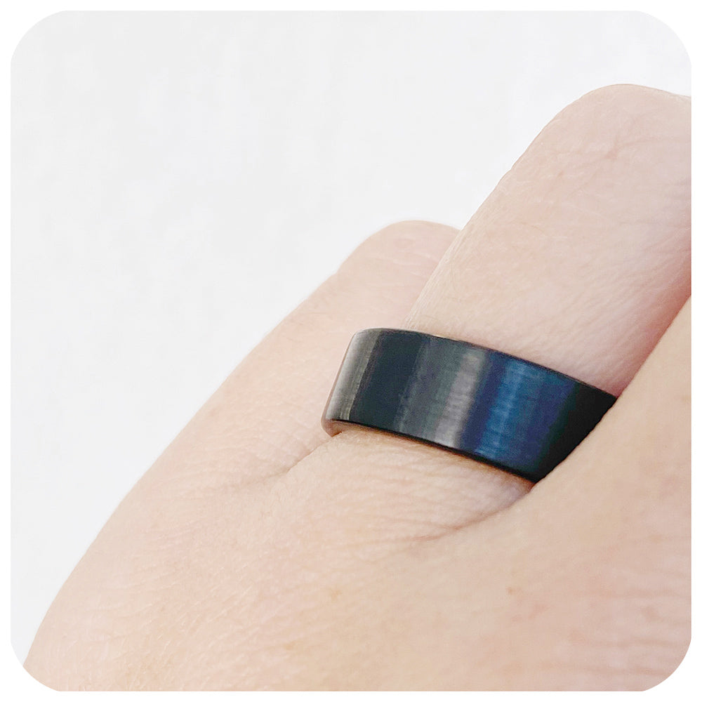 Black Brushed Tungsten Mens Wedding Ring - Victoria's Jewellery