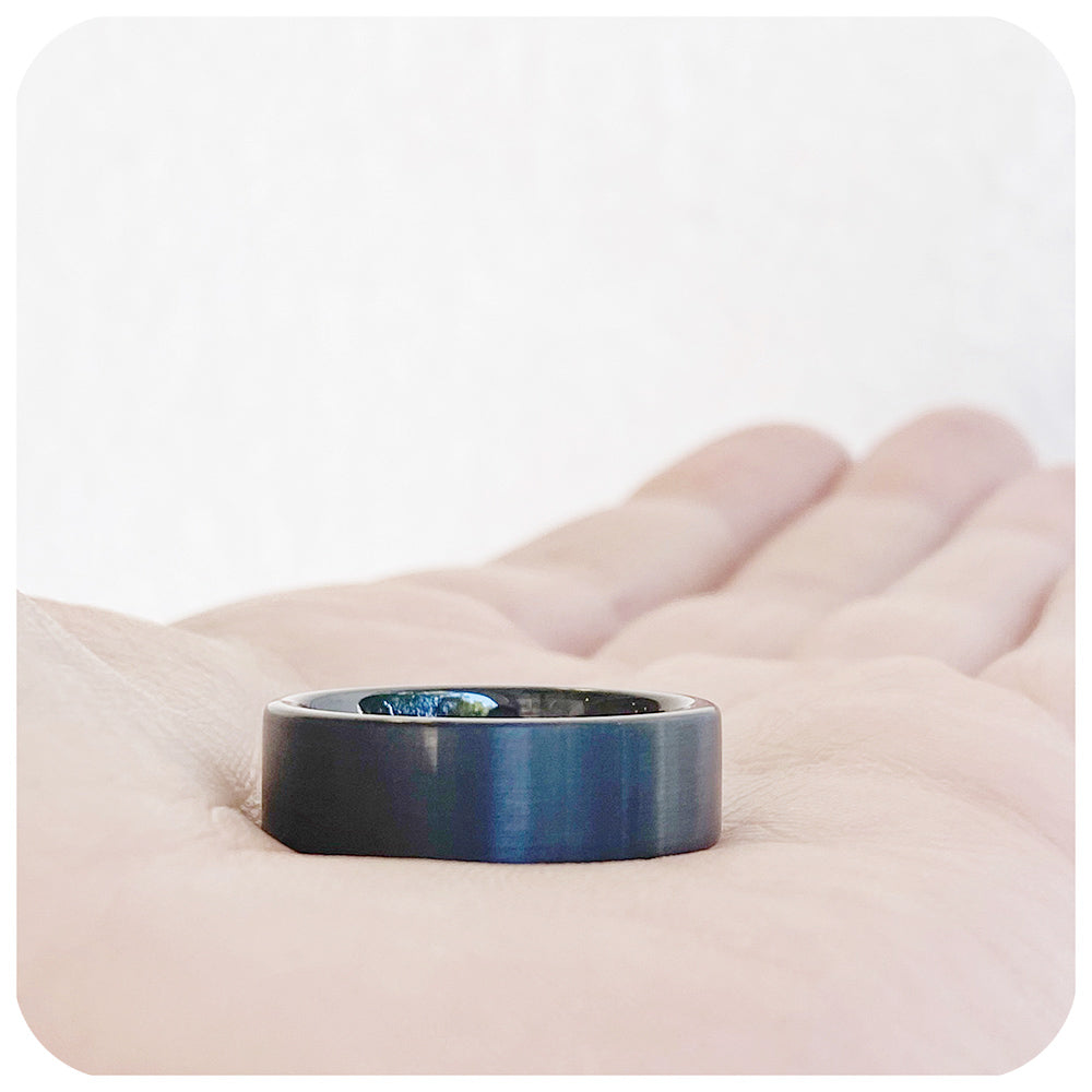 Black Brushed Tungsten Mens Wedding Ring - Victoria's Jewellery