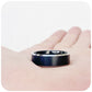 Black brushed tungsten mens wedding ring with shiny polished edges - Victoria's Jewellery