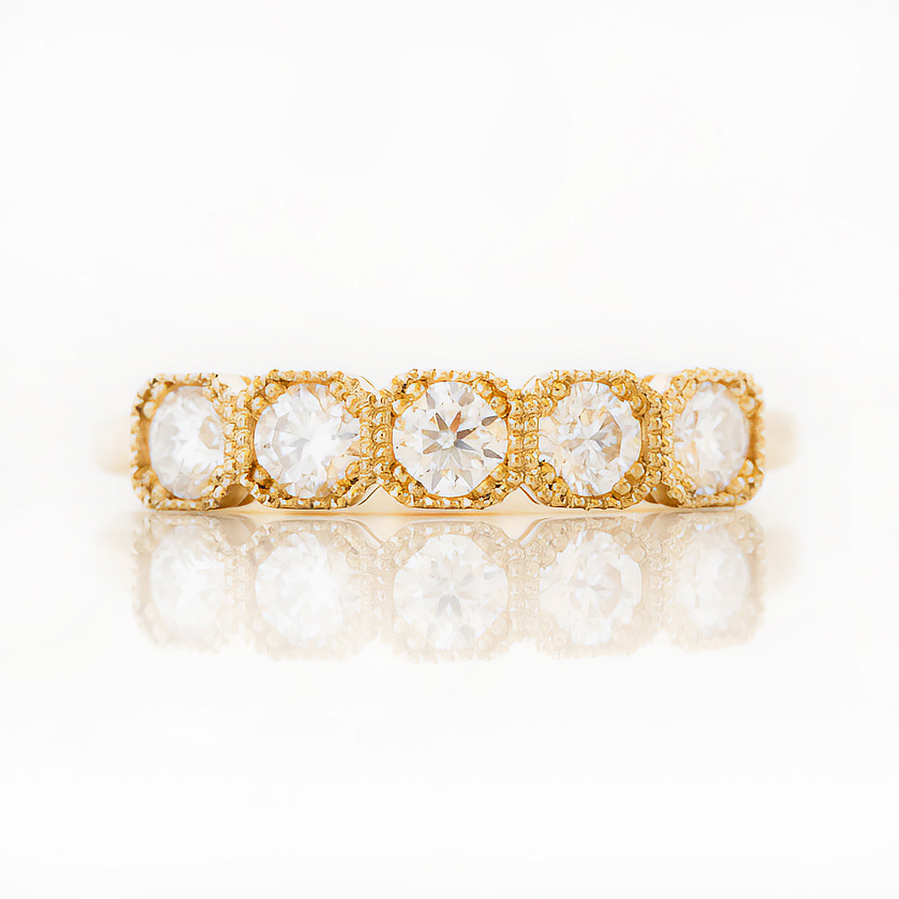 Brilliant cut Diamond Half Eternity Ring in Yellow Gold - Victoria's Jewellery