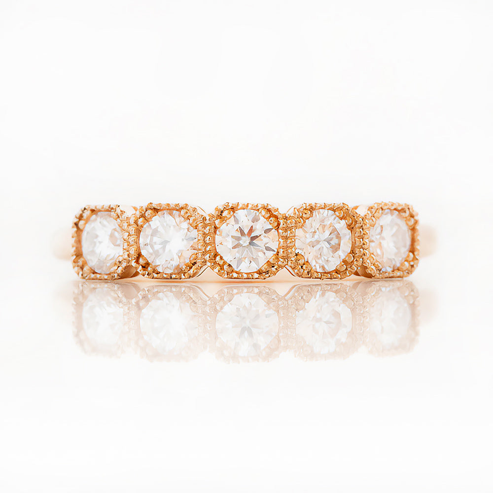 Brilliant cut Diamond Half Eternity Ring in Rose Gold - Victoria's Jewellery