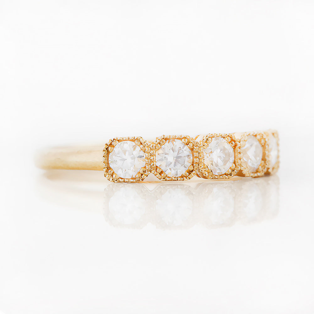 Brilliant cut Diamond Half Eternity Ring in Yellow Gold - Victoria's Jewellery