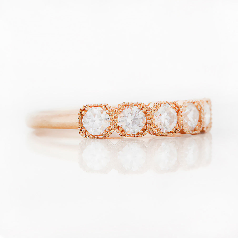 Brilliant cut Diamond Half Eternity Ring in Rose Gold - Victoria's Jewellery