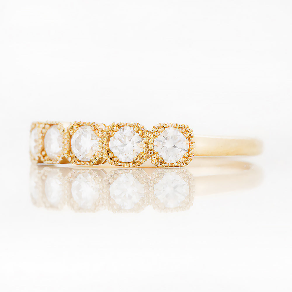 Brilliant cut Diamond Half Eternity Ring in Yellow Gold - Victoria's Jewellery