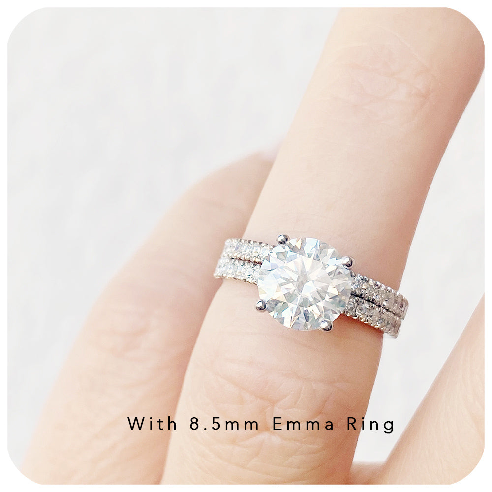 Round Brilliant cut Diamond half eternity Wedding Band Ring - Victoria's Jewellery