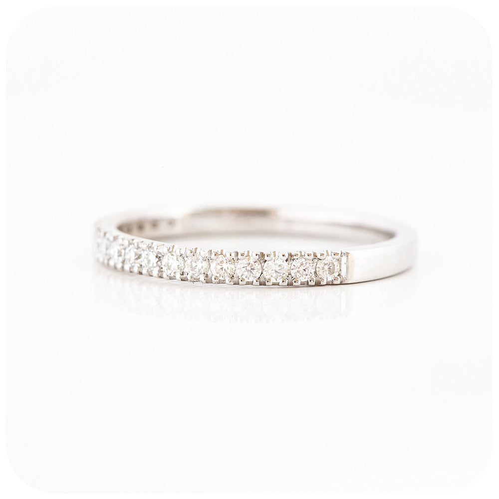 Round Brilliant cut Diamond half eternity Wedding Band Ring - Victoria's Jewellery