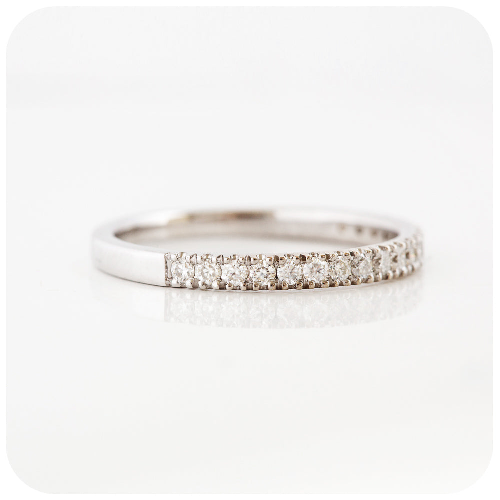 Round Brilliant cut Diamond half eternity Wedding Band Ring - Victoria's Jewellery