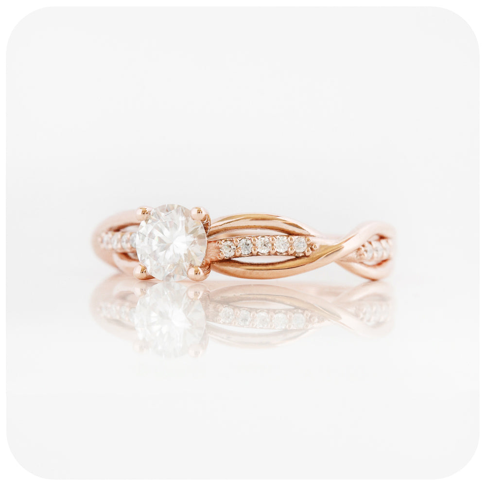 Brilliant round cut Moissanite Infinity style Engagement Wedding Ring - Victoria's Jewellery