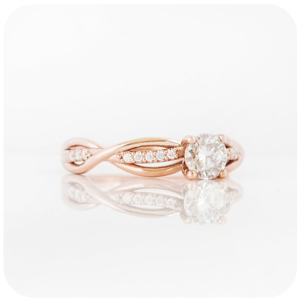 Brilliant round cut Moissanite Infinity style Engagement Wedding Ring - Victoria's Jewellery