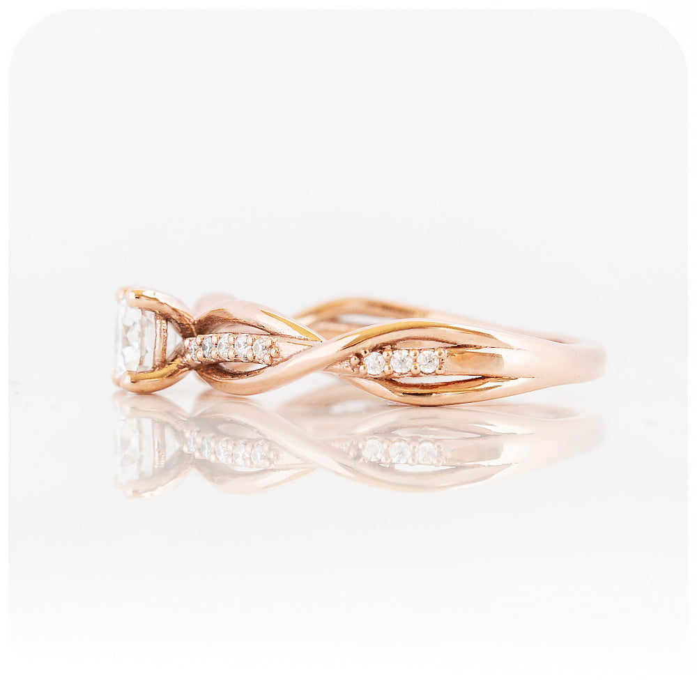 Brilliant round cut Moissanite Infinity style Engagement Wedding Ring - Victoria's Jewellery