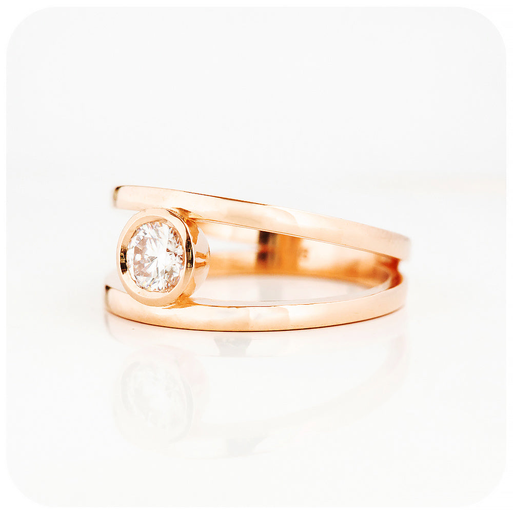 Brilliant cut Lab Grown Diamond Split Band Engagement Ring - Victoria's Jewellery