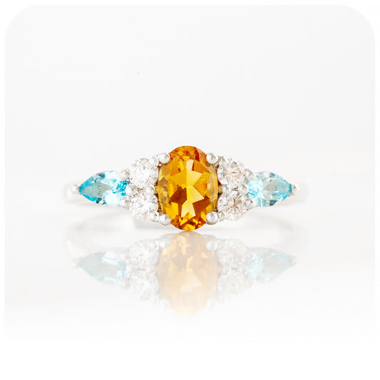 Ariana, a Citrine, Topaz and Sapphire Cluster Ring