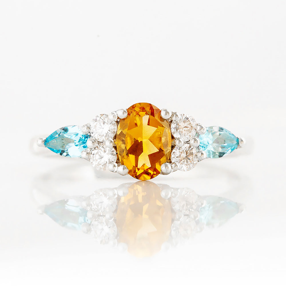 Ariana, a Citrine, Topaz and Sapphire Cluster Ring