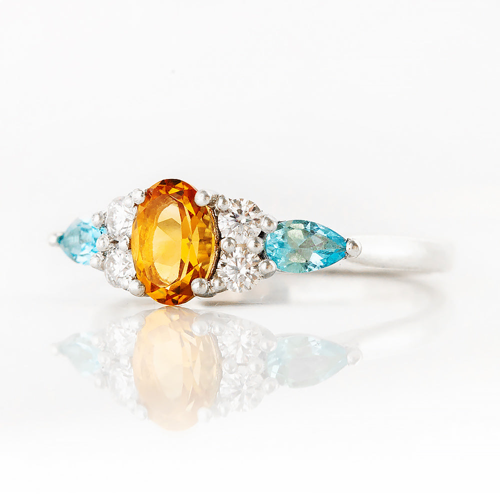 Ariana, a Citrine, Topaz and Sapphire Cluster Ring