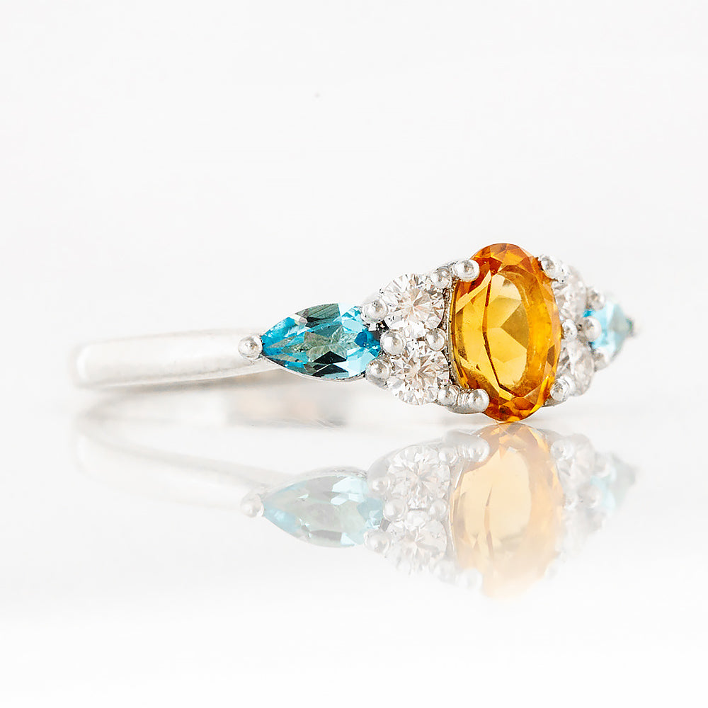 Ariana, a Citrine, Topaz and Sapphire Cluster Ring