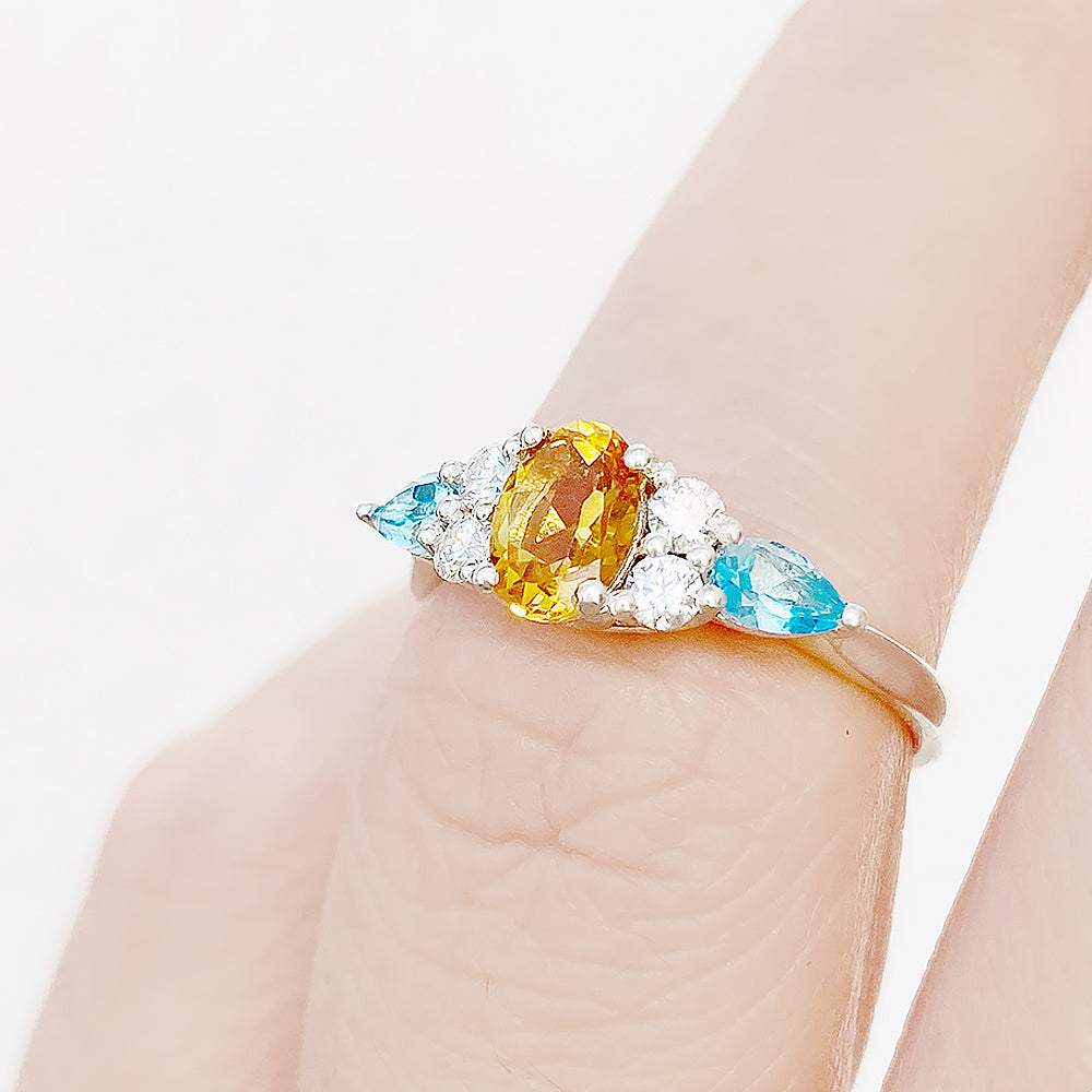 Ariana, a Citrine, Topaz and Sapphire Cluster Ring