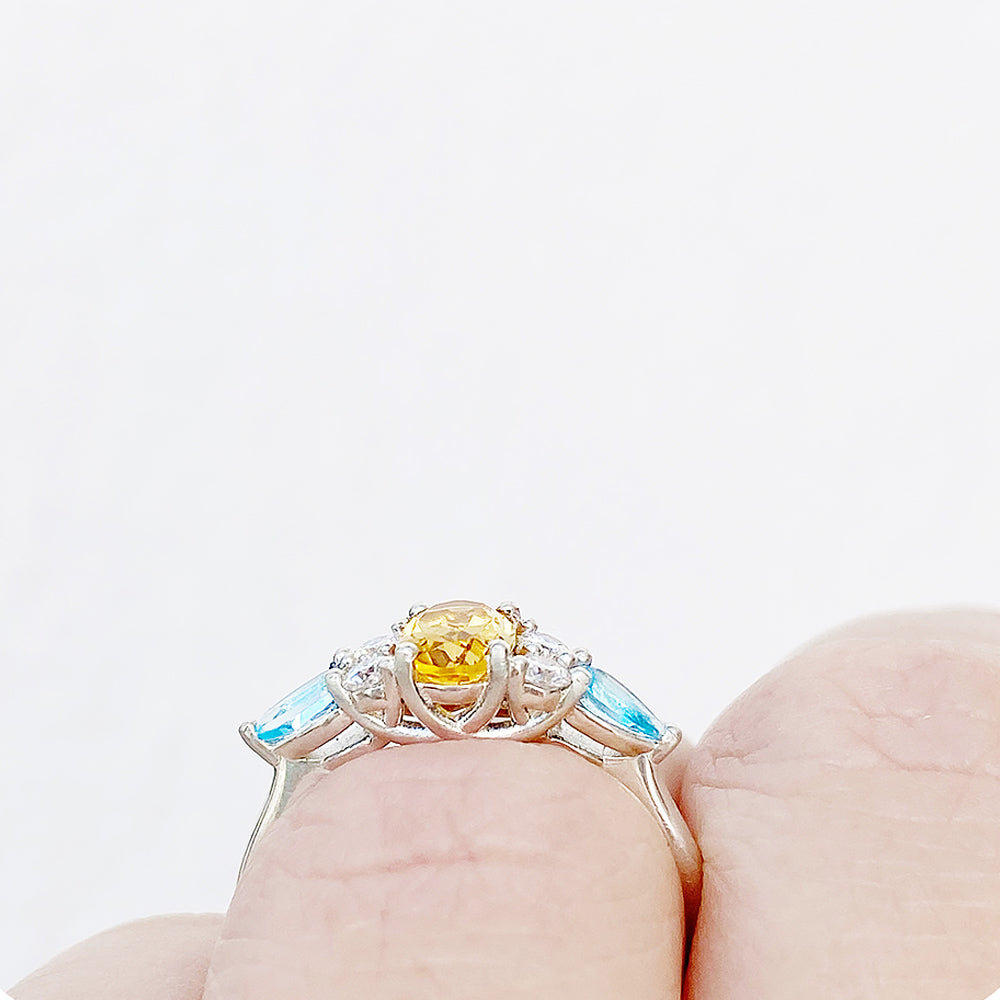 Ariana, a Citrine, Topaz and Sapphire Cluster Ring