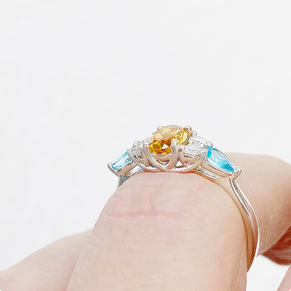 Ariana, a Citrine, Topaz and Sapphire Cluster Ring