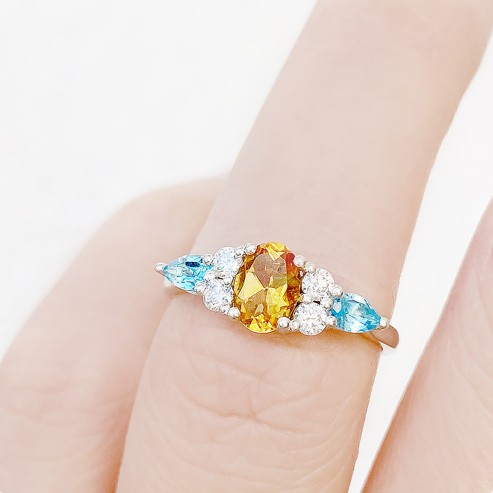Ariana, a Citrine, Topaz and Sapphire Cluster Ring