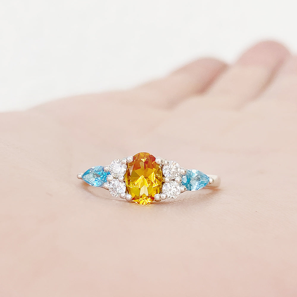 Ariana, a Citrine, Topaz and Sapphire Cluster Ring