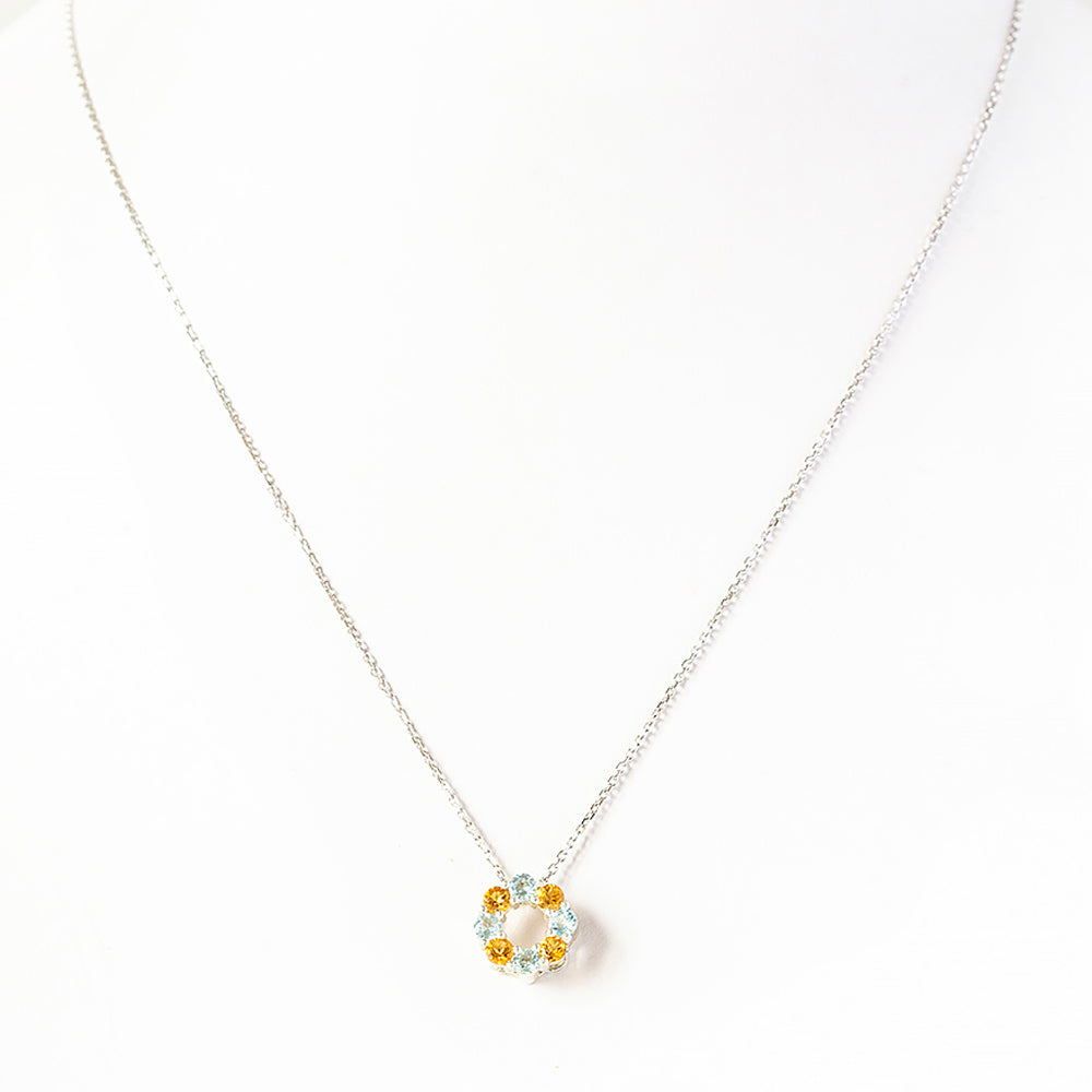 Circle of Life Necklace - Citrine and Sky Blue Topaz