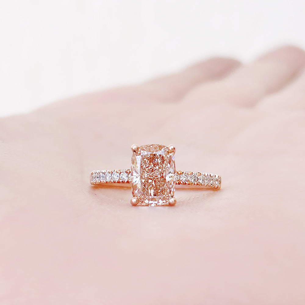 Emma, Cushion cut Pink Lab Diamond Ring - 2ct