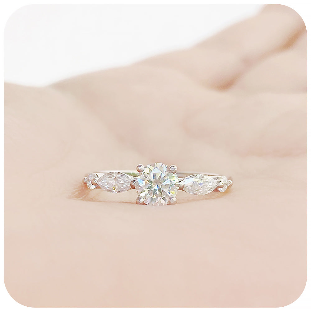 Lab Grown Diamond half eternity Engagement or Anniversary Ring in White Gold - Victoria's Jewellery