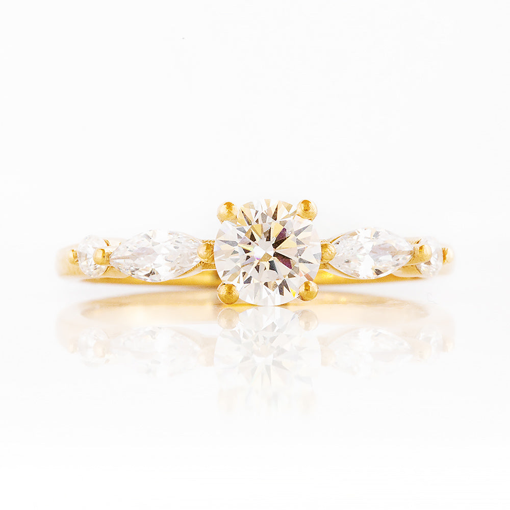 Lab Grown Diamond half eternity Engagement or Anniversary Ring in Yellow Gold - Victoria's Jewellery