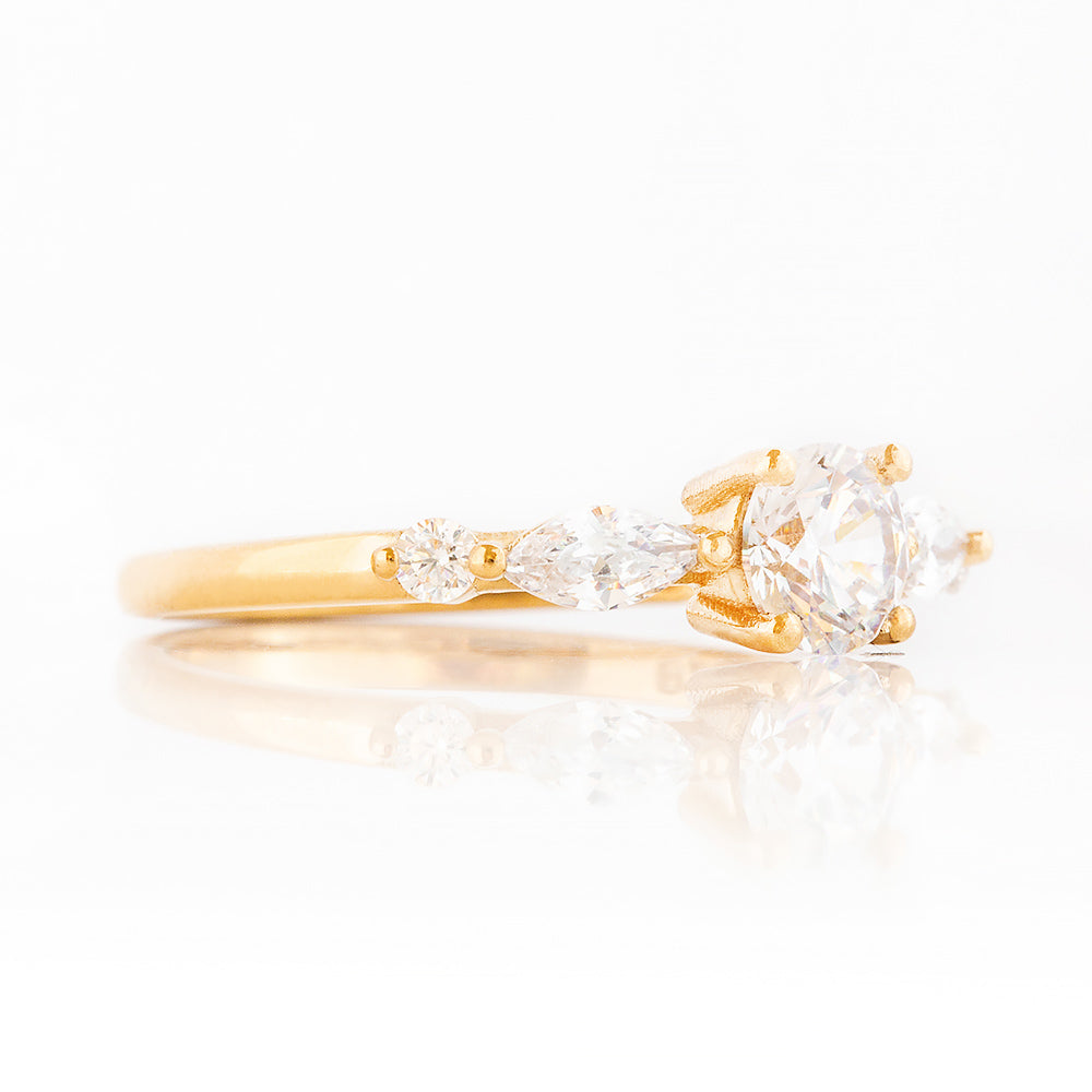 Lab Grown Diamond half eternity Engagement or Anniversary Ring in Yellow Gold - Victoria's Jewellery