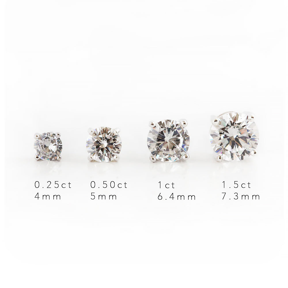 Round cut Diamond stud earrings size comparison - Victoria's Jewellery