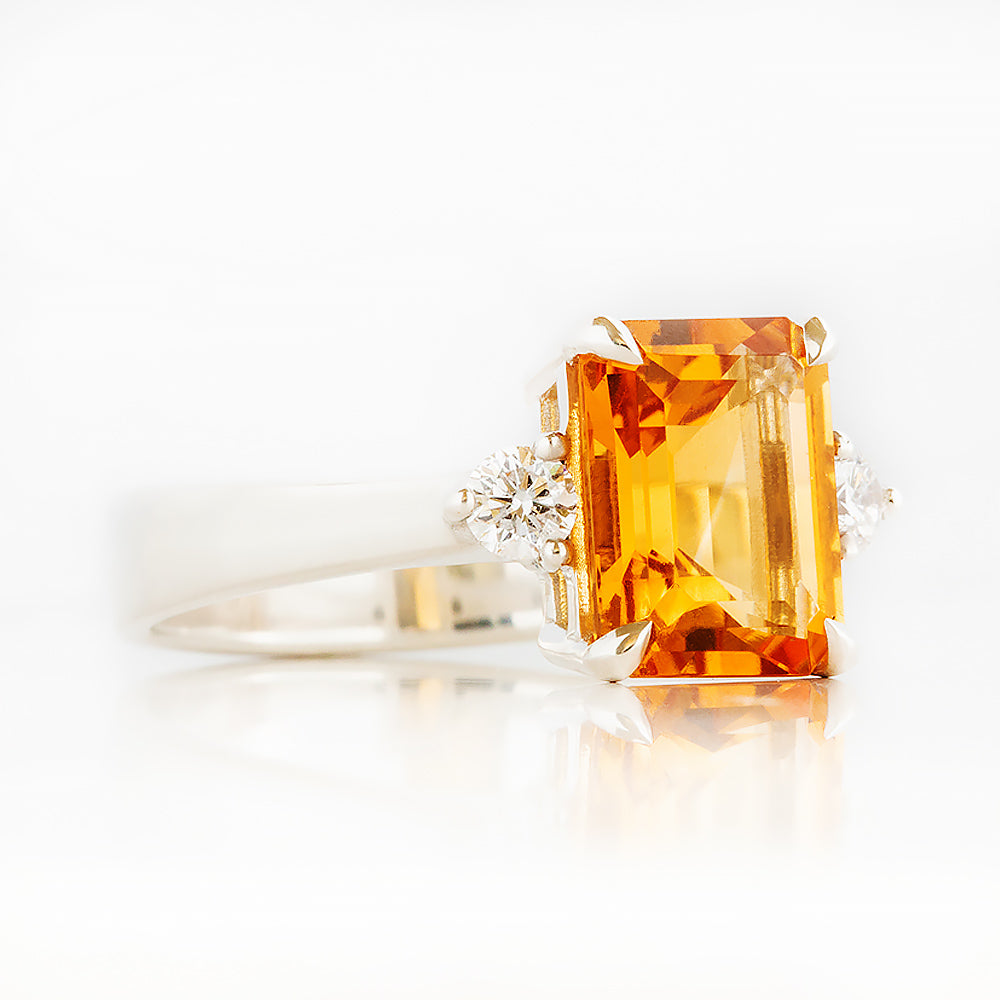 Vivian, Citrine and Lab Diamond Ring