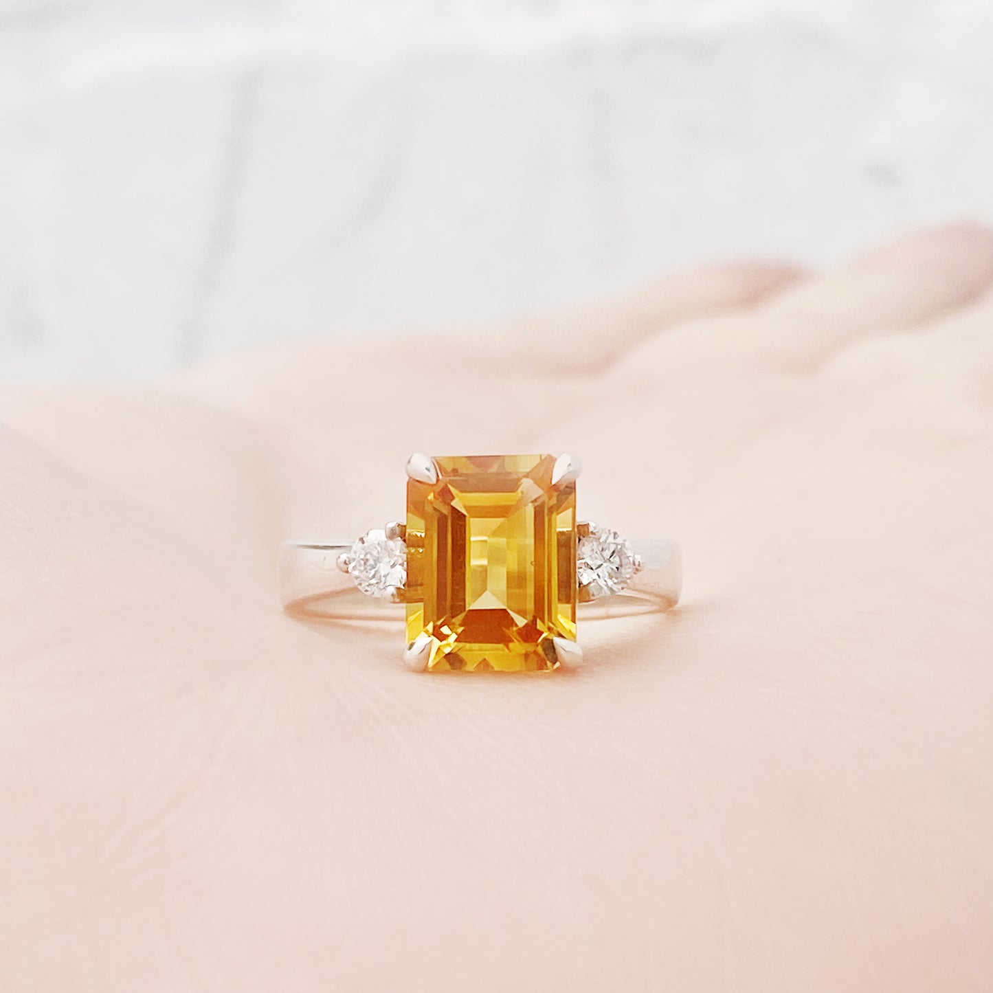 Vivian, Citrine and Lab Diamond Ring