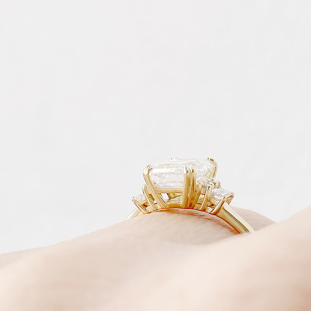 Faith, an Emerald cut Vintage Style Lab Diamond Ring