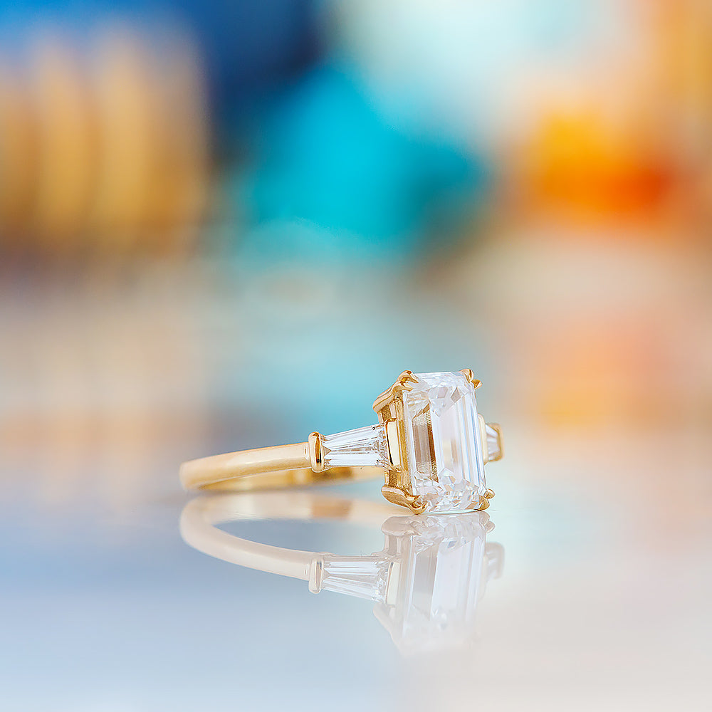 Carmen, an Emerald cut Trilogy Ring - Victoria's Jewellery