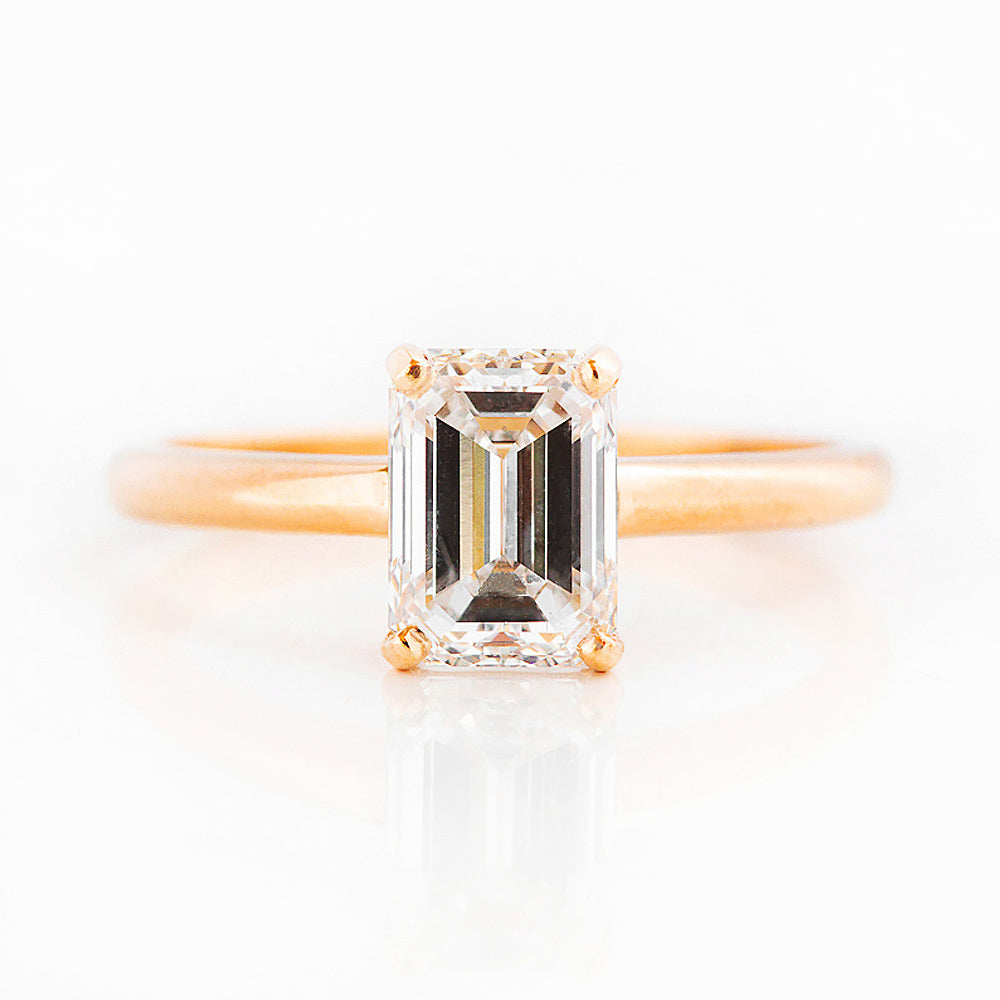 Emerald cut Lab Diamond Solitaire Engagement Ring in Rose Gold - Victoria's Jewellery