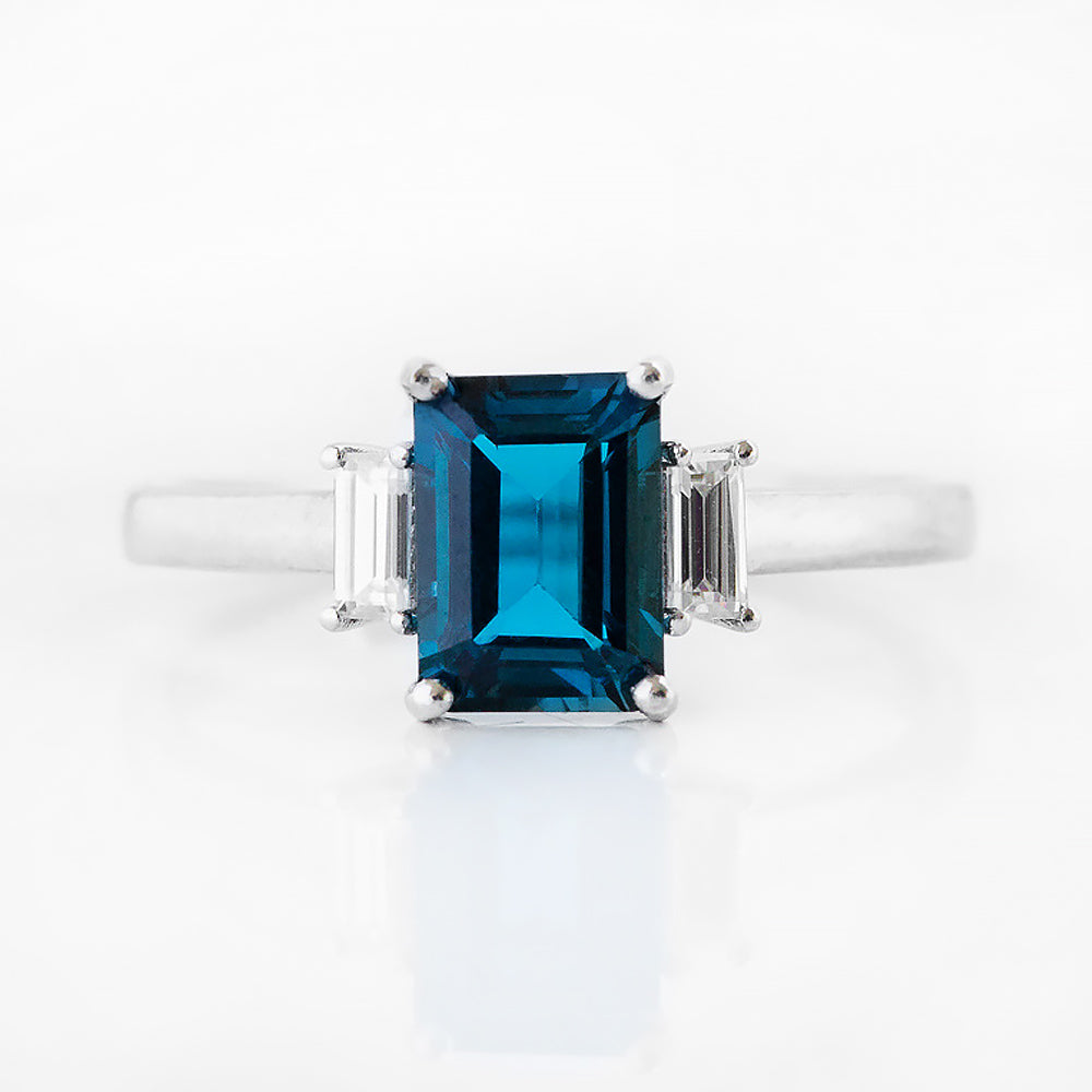 Lisa, London Blue Topaz and Lab Diamond Ring