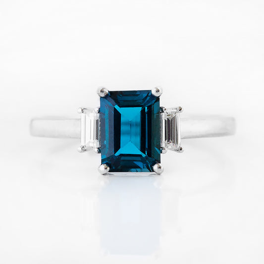 Lisa, London Blue Topaz and Lab Diamond Ring