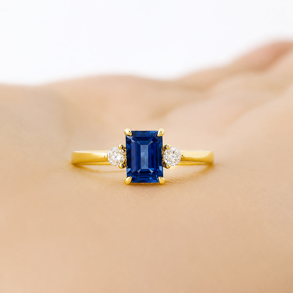 Bea, Lab Sapphire and Diamond Ring